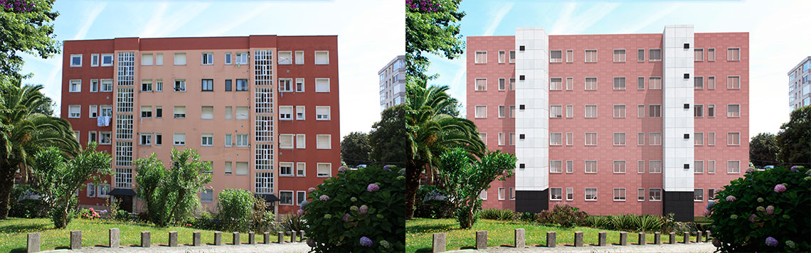 Reforma fachada edificio de viviendas en Santander