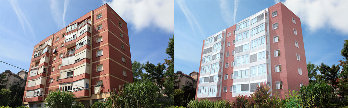 Reforma fachada edificio de viviendas en Santander